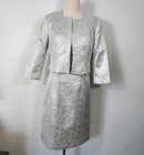 Ashro Dress Jacket 2pc Set Sz 10 Silver Event Party Church Work Office Fall