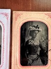 Antique Tintype Photo Lot Victorian Women Pretty Girl Big Hat 1890s