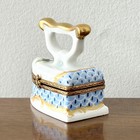 Vintage Limoges France Miniature Iron Trinket Box Signed Hinged Porcelain