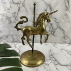 Vintage 80s Brass Unicorn Carousel Horse Figurine Mythical Animal Decor