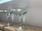 Vtg Bride And Groom White Lettered Wedding Champagne Toast Glasses Set