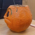 Vintage 1930-50  Paper Mache  Halloween Jack-o -lantern Candy Bucket 
