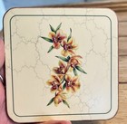 Vtg Pimpernel Coasters Set Of 6 Mixed Orchid Floral Cork Back Drink Mats England