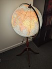 Vtg  58- 63 Lighted Replogle 16inch Library World Globe Stand 38 tall Cold War