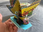 Vintage Hiro Japan Tin Litho Wind Up Flapping Butterfly Mechanical Toy W  Box
