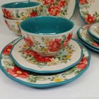 Pioneer Woman Vintage Floral 12 Piece Dinnerware Set Teal Plates Bowls