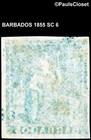 Barbados 1855 Sc 6 Britannia 1p Blue Imperf Mrg F vf