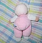 Vintage Eden Pink White Doll Terry Cloth Blue Eyes Bonnet Lace Soft Plush 10   toy