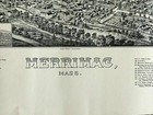 Vintage Birds Eye View Map Of The Town Merrimac Ma  Circa 1970