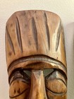 Qty 2 Vtg Pair Hand Carved Wooden Tiki Mask Wall Hanging Polynesian Tribal Art