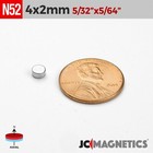 4mm X 2mm 5 32 x5 64  N52 Rare Earth Neodymium Small Magnet Discs 4x2mm