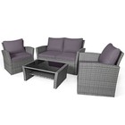 4pcs Patio Rattan Conversation Set Outdoor Furniture Set W  Grey Cushions