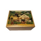 Large Recipe Wood Storage Box Bin Trinket Antiques Barn Scene Georgina s Usa