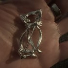 Silver Tone Metal Cat Brooch Pin Back  No Stones  Animals   Insects Theme
