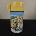 Walt Disney Mickey Mouse School Bus Metal Yellow Plastic Thermos Aladdin 1960s