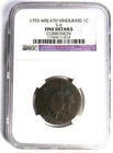 1793 Wreath Flowing Hair Large Cent 1c - Certified Ngc Fine Detail - Rare Coin