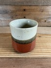 Vintage Vtg 70s Japan Speckled Stoneware Abstract Lines Coffee Mug Cup Mcm