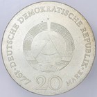 1977 Germany Democratic Republic Carl Friedrich Gauss Silver 20 Marks