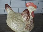 Vintage Handpainted Ceramic Made In Japan Hen Chicken Rooster Egg Crock  Keeper