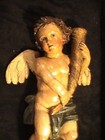 Antique Huge 33  17th C Antique Carved Wood Creche Angel Cherub Putti Santos