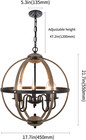 17 7  Farmhouse Chandelier Globe 5 Lights Metal Dining Room Lighting Fixtures Ru