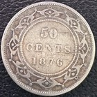 Newfoundland - 1876 H - 50 Cents -  925 Sterling Silver - Asw  3504oz - Victoria