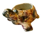 Vintage Ceramic Turtle Planter Charming Multicolor Glossy Medium Unique Piece