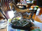 Vintage Mare And Foal Horse In Silver  colored  Resin  Statue
