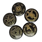 Natural Black Obsidian Solomon Symbol Witches Rune Set  5 Pcs Engraved Healin   