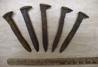 5 Antique Railroad Track Cast Iron Spikes nails 6-9 16 -6-13 16  rusty crusty