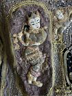 Large Vintage Embroidered Beaded Sequins Burmese Wall Panel Princesses Birds Art