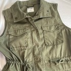 Old Navy Utility Safari Field Vest Jacket Size S Green Drawstring Cargo Pockets