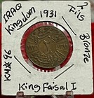 Iraq 2 Fils 1931 Bronze Coin  King Faisal I  Km  96