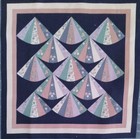 Vtg   Wamsutta   fan   Quilt Pattern   Cotton Fabric Block   7 5 x7 5 