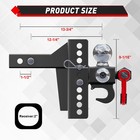 Adjustable Tri-ball Trailer Hitch For 2  Receiver  4 5  Drop rise  Triple Ball