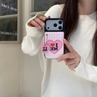 Cute Girl Flip Phone Case With Mirror   Card Holder For Iphone 13-17 Pro Max