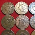 Large Cent Lot 9 Coins All 1837 Small And Large Let  Rev Great Price Free Ship