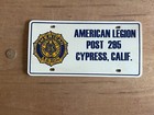 American Legion License Plate Cypress California Post 295 Vintage Plastic