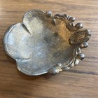 Vintage Art Deco Brass Plated Ashtray Hollywood Regency Cigarette Rest Patina