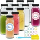 12 Pack 8 Oz Glass Juice Bottles With Lids  Reusable Glass Water Bottles  250   