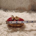 Antique Poodle Pin Cushion Red Velvet   Gold Wire Basket 2 5  X 3 