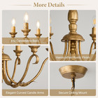 Farmhouse Vintage Antique Brass Chandelier  Distressed Gold Candle Fixture   Cot