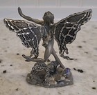 Masterworks Fine Pewter Figurine 1989 Winged Fairy Nymph W  Crystals 3 5  Tall
