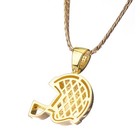 Men s Gold Plated Iced Football Helmet Pendant 24  Miami Cuban Chain Bch 1149 G