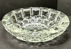 Vintage Mcm Crystal Cut Glass Ashtray 8    Heavy Thick Clear Cigar Cigarette