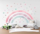 Rainbow Star Over Bed Removable Wall Fabric Decal Set Sticker Girl Room Decor