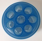 Antique 1920s Westmoreland Argonaut Painted Blue Clear Glass Flower Frog 8 Holes