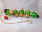 Vintage Wood Pull Toy Worm Caterpillar 15  Long