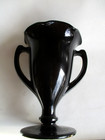 Vintage Black Glass Vase Antique Trophy Vase Art Deco Glass Vase
