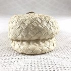 Ivory Paper Crepe Cap Basket Weave Mark Iii Cream Hat With Buttons Vintage